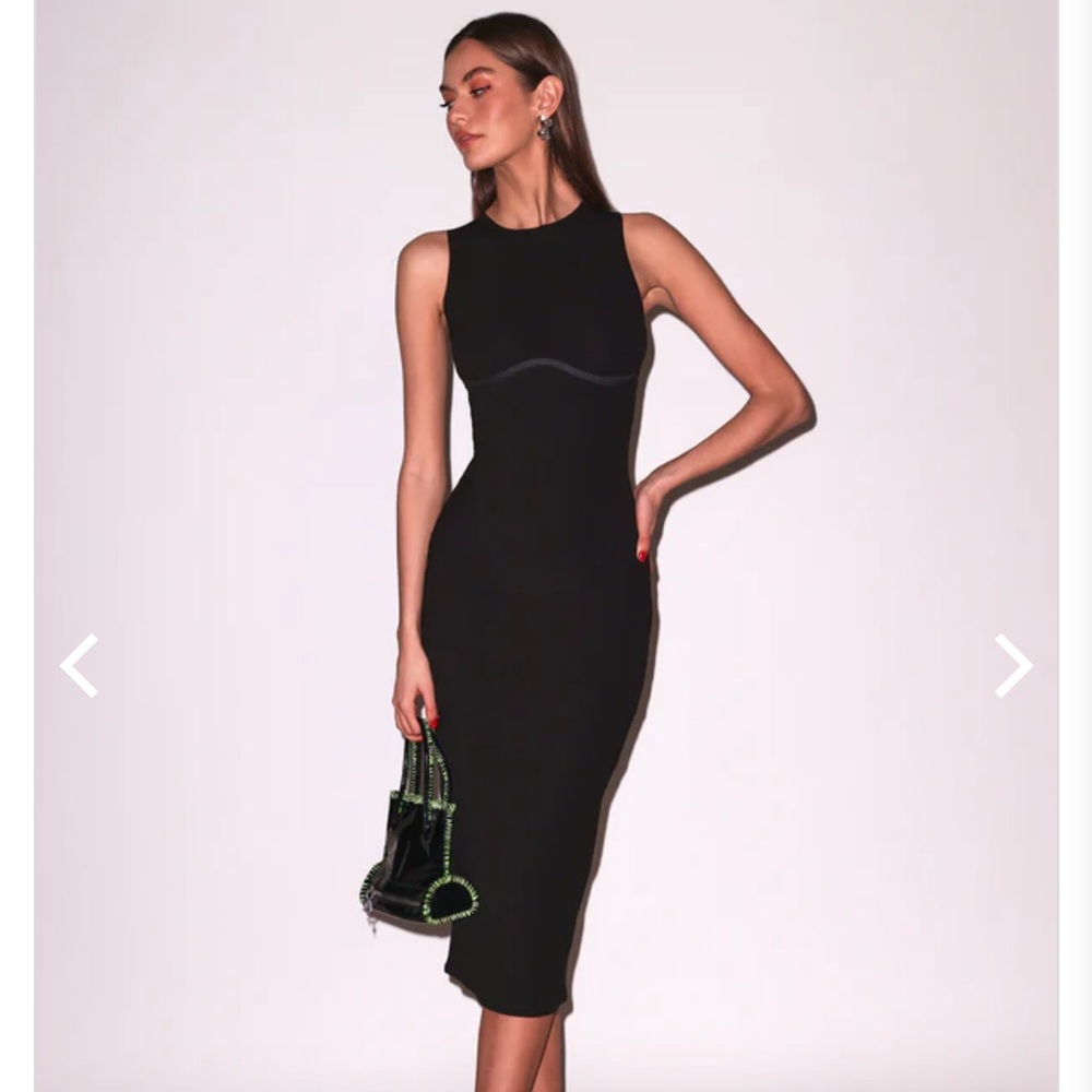 NWT fleur du mal black hourglass rib midi dress L